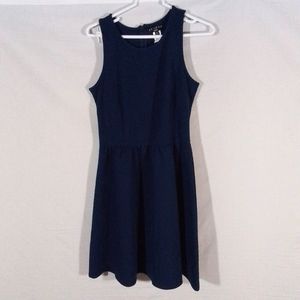 Reynah Dark Blue Fit and Flare Sleeveless Dress